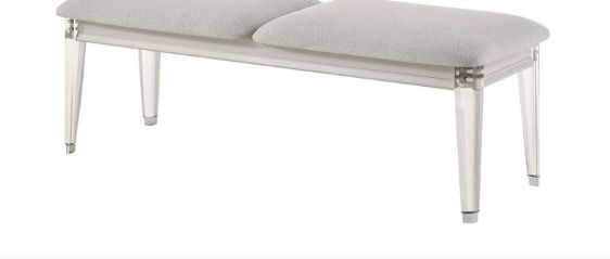Laveda - Boucle Bench - Light Gray / White - Best Buy Furniture
