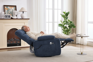 Heat Massage Electric Recliner Chair with Rocker and Swivel in Fabric