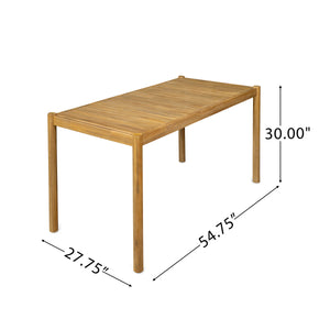 5-Piece Outdoor Acacia Wood Dining Set, 54.75" Teak Rectangular Table & 4 Dark Grey Chairs