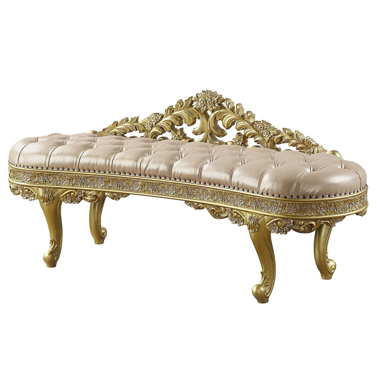Cabriole - Synthetic Leather Bench - Gold - Best Buy Furniture