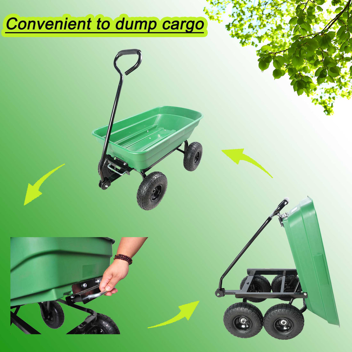Folding Car Poly Garden Dump Truck with Steel Frame