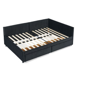 Upholstered Tufted Daybed Frame With Storage Drawers