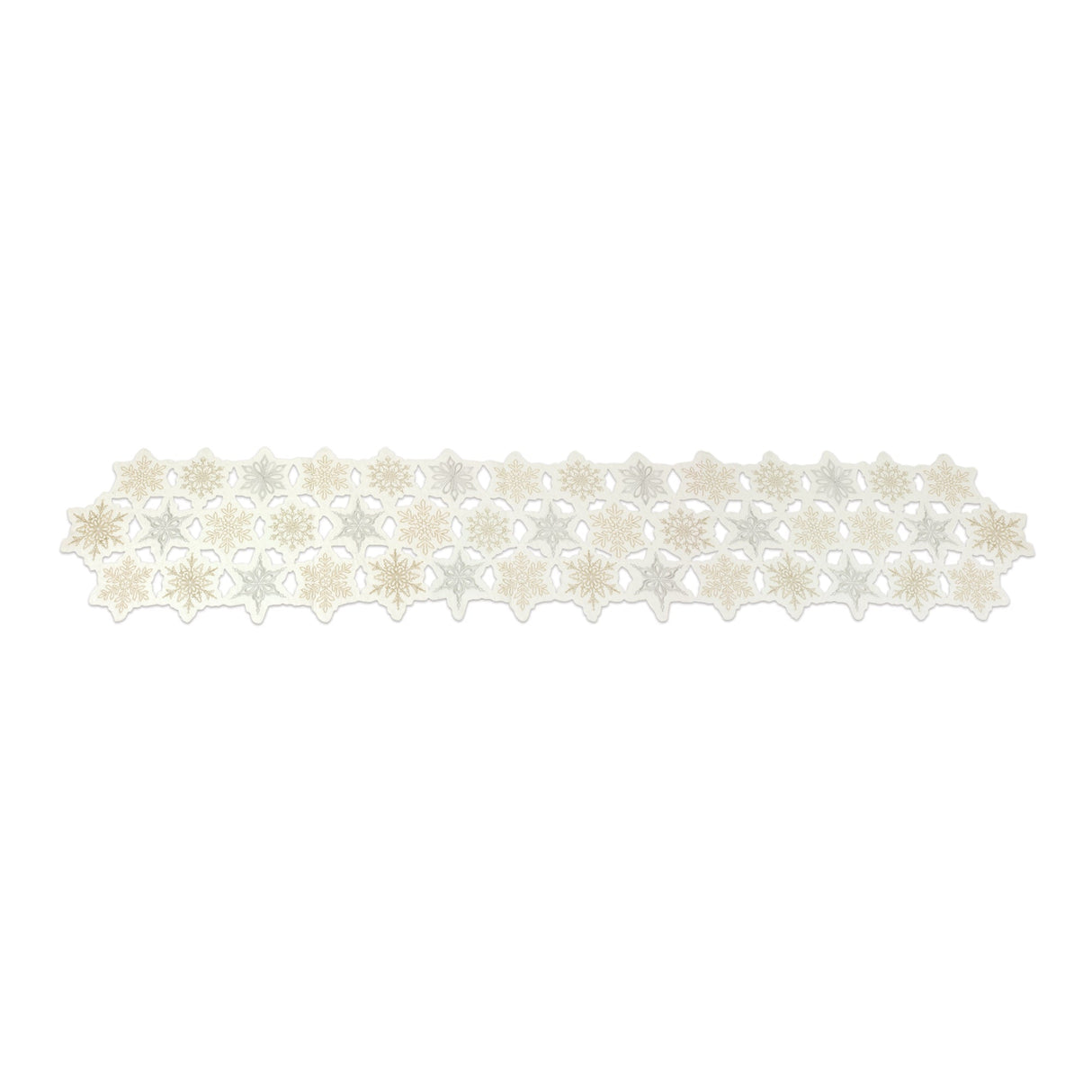 Embroidered Snowflake Table Runner 68"L