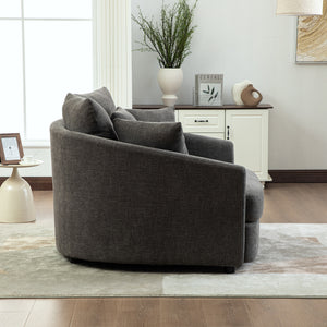 56.3'' Wide Upholstered Round Accent Cuddle Chaise with Pillows