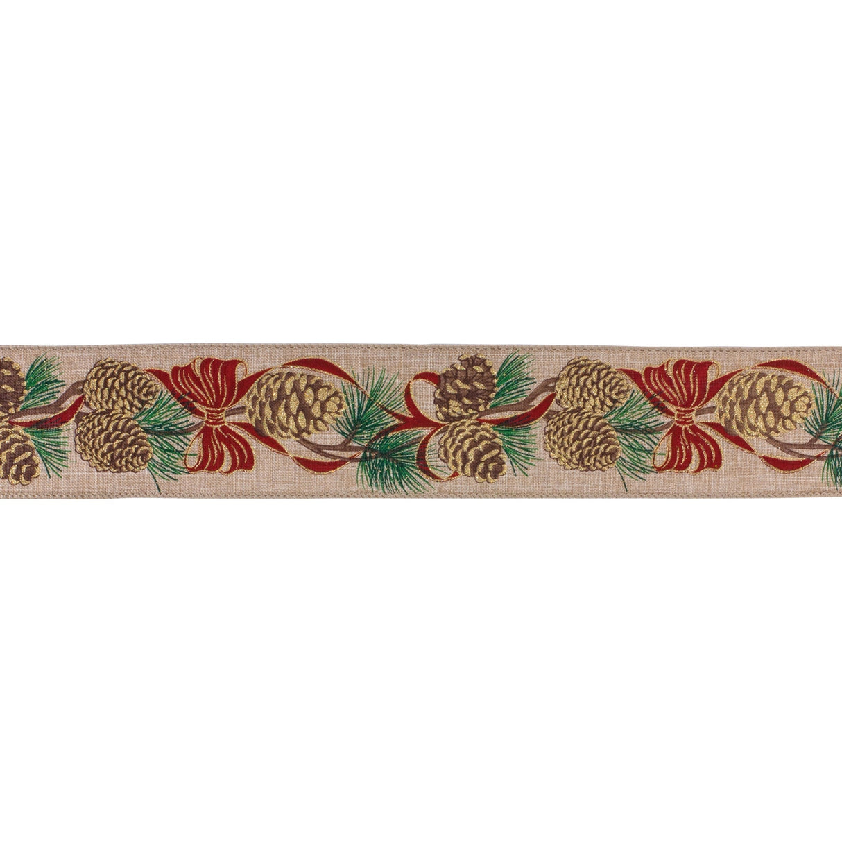Pinecone-Wired-Ribbon-(Set-of-2)-Ribbons-&-Trim
