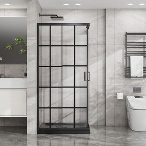 Goodyo Corner Shower Enclosure with Double Sliding Doors