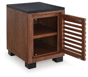 Kallari - Chair Side End Table - Warm Brown / Black - Best Buy Furniture