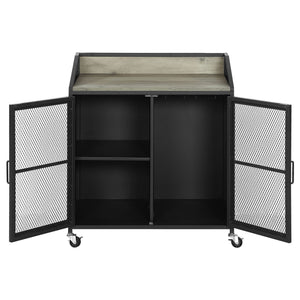 Arlette - 2 Door Mobile Home Bar Wine Cabinet With Smooth Rolling Casters - Black