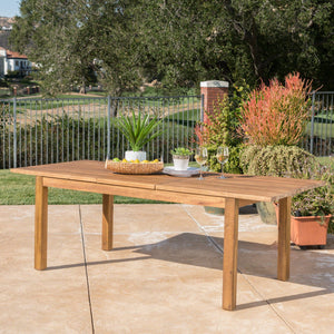 Wilson - Expandable Dining Table With Slat Design - Teak Acacia Wood - Best Buy Furniture