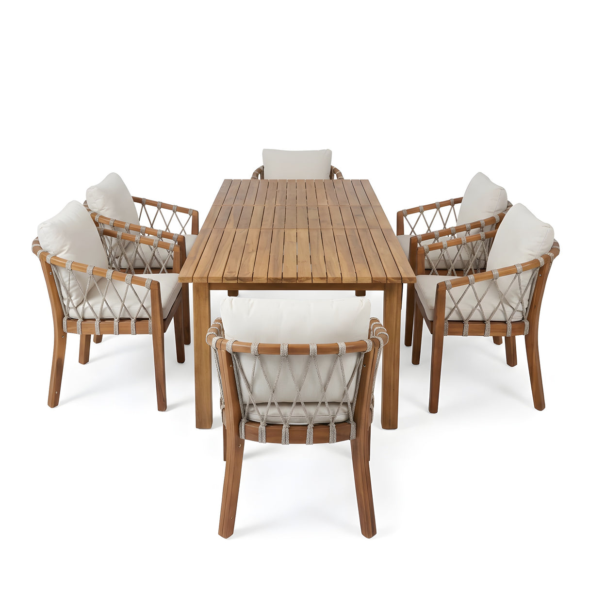 7 Pieces Acacia Wood Outdoor Dining Set