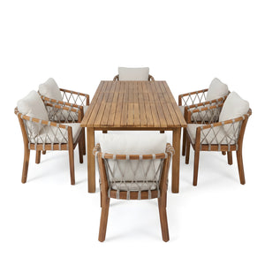 7 Pieces Acacia Wood Outdoor Dining Set