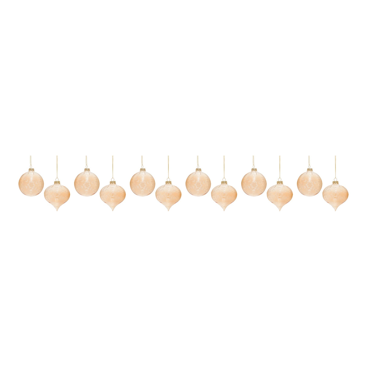 Snowflake Etched Glass Ornament (Set of 12)