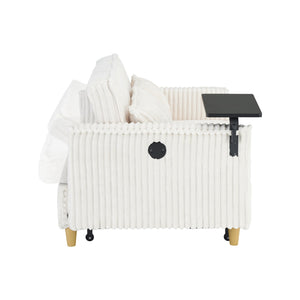 Pull Out Sofa With Movable Tabletop And USB Ports