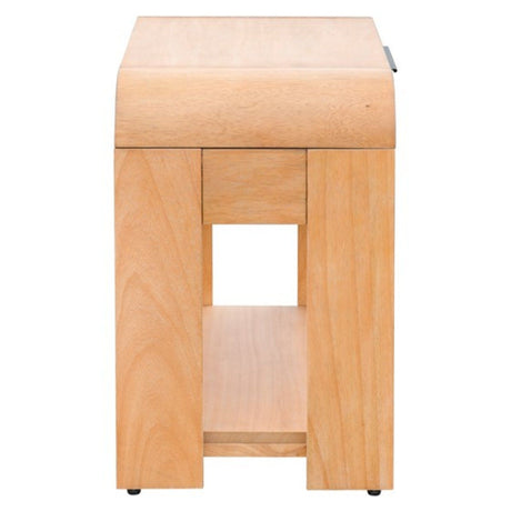 1 Drawer Waterfall Nightstand With Mid Century Design - Natural