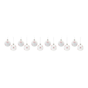 Frosted Snowflake and Tree Ball Ornament (Set of 12)