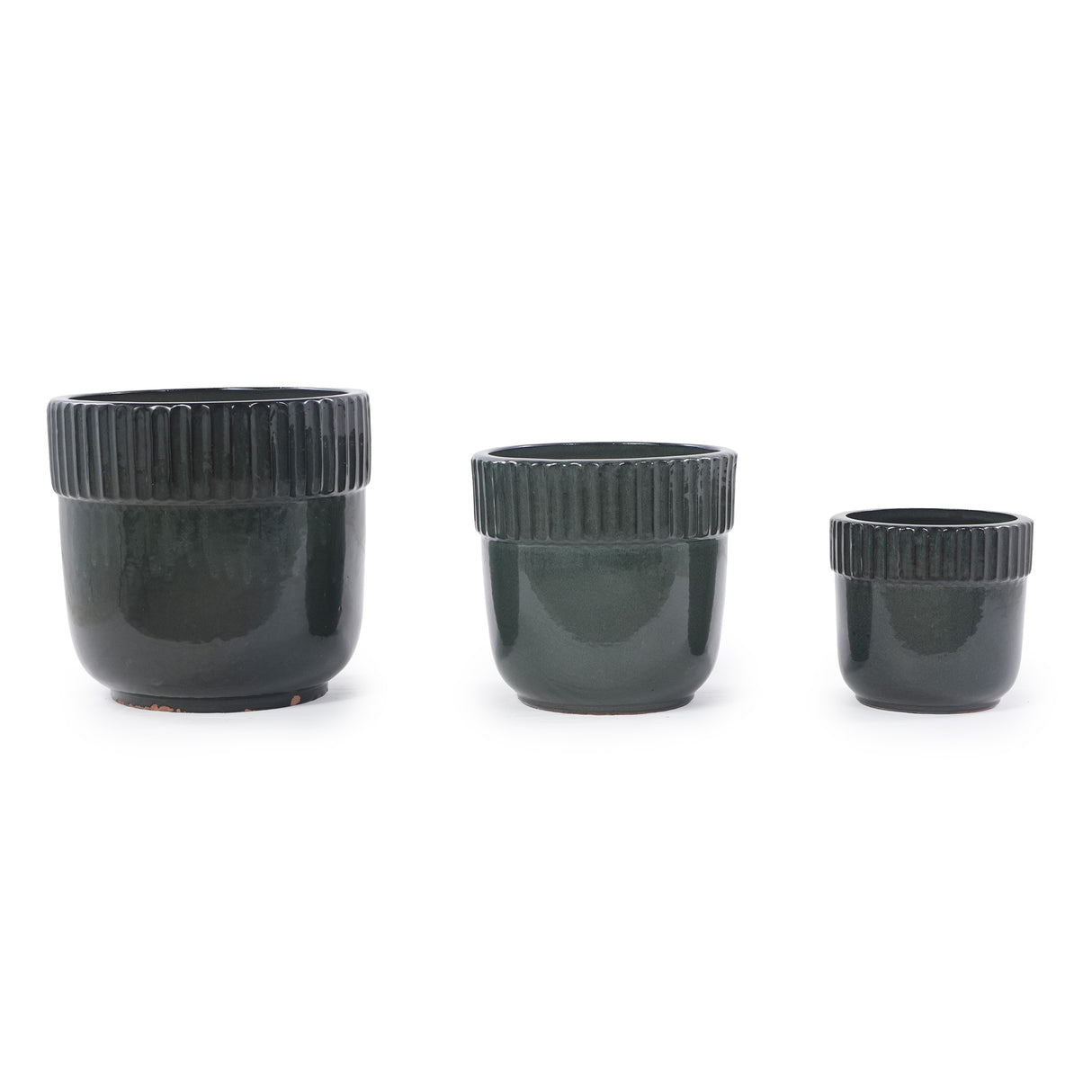 Handmade Ceramic Planter Set of 3, 15/12/9 Inch Diameter, Dark