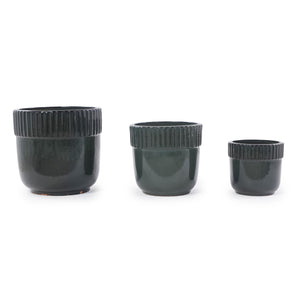 Handmade Ceramic Planter Set of 3, 15/12/9 Inch Diameter, Dark
