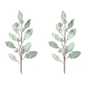 Glittered Pod Leaf Spray (Set of 2)