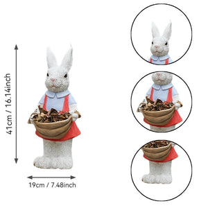Charming Hand-Painted Rabbit Garden Statue