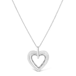 .925 Sterling Silver Prong-Set Diamond Accent Double Heart 18" Pendant Necklace (I-J Color, I1-I2 Clarity)