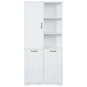 Freestanding Tall Storage Cabinet With 2 Tilt Out Hampers