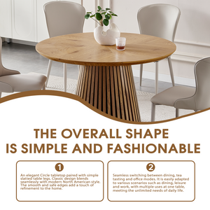 Wooden Dining Table - Modern Round Design for Versatile Use