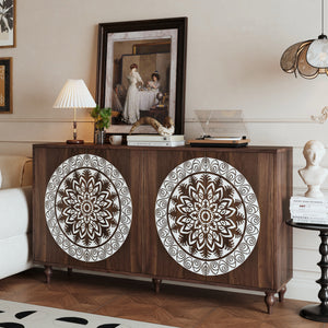 60" Vintage Mandala Carved Sideboard