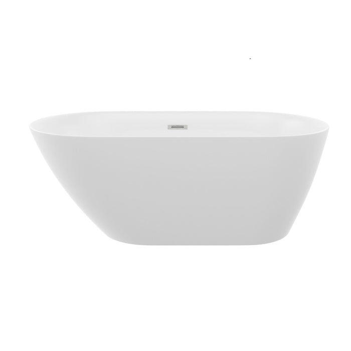 Glossy Freestanding Bathtub with Pop Up Drain - White