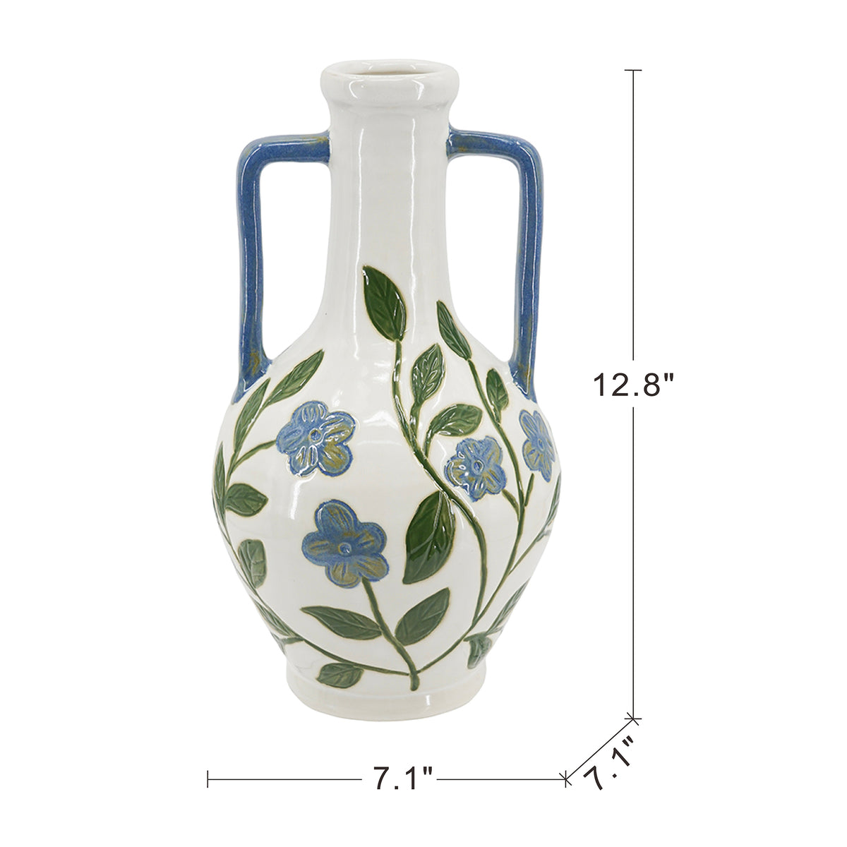 Floral Amphora Ceramic Vase