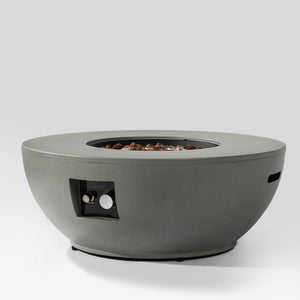 Propane Gas Fire Pit Table, 50000 Btu, Round With Tank Holder For Outside - Gray