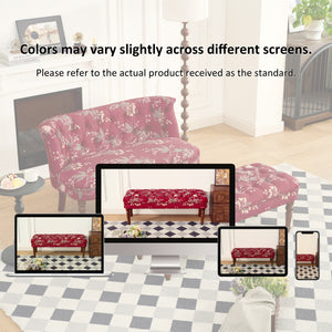 European Style Tufted Floral Bench