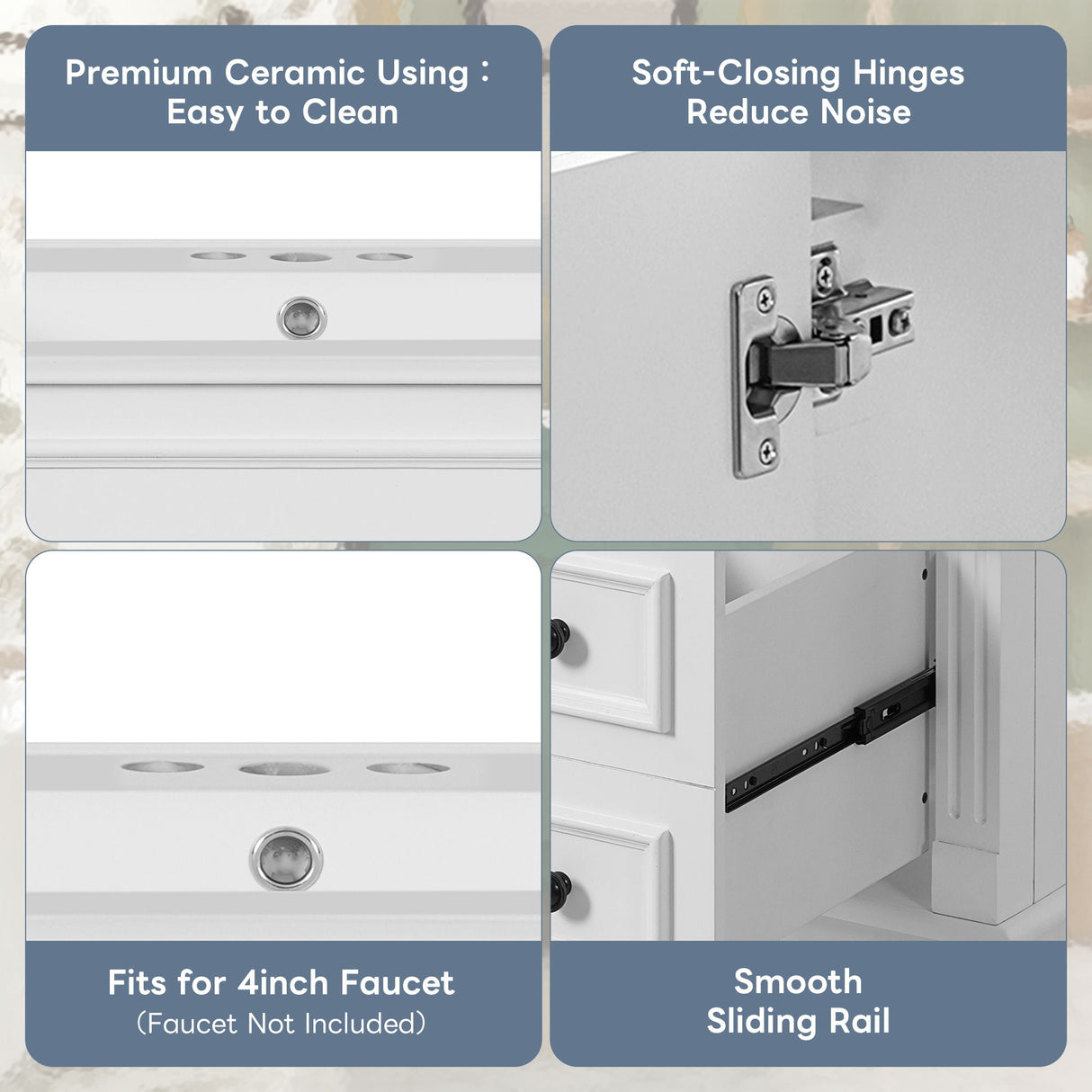 Bathroom Vanity With Sink, Cabinet With 2 Drawers And Adjustable Shelf
