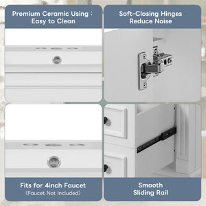 Bathroom Vanity With Sink, Cabinet With 2 Drawers And Adjustable Shelf