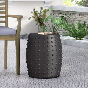 Outdoor End Table With Outstanding Studded Design - Matte Black - Best Buy Furniture