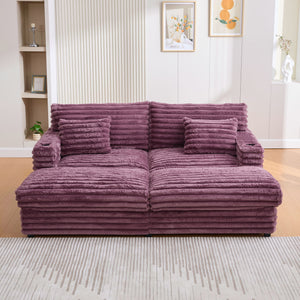 Oversized Double Chaise Lounge Sofa Bed With USB Ports And Cup Holders