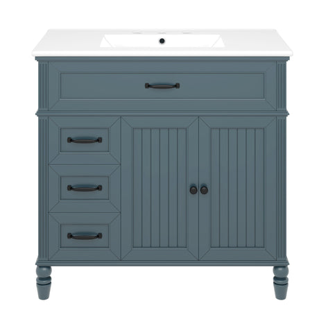 Bathroom Vanity With Sink, 2 Doors 2 Drawers, Freestanding Design