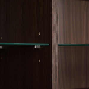 Modern Minimalist Style LED Curio Cabinet With Tempered Glass Door, Metal Legs