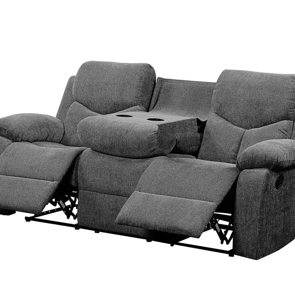 Kalen - Chenille Sofa With Drop Down Table - Gray - Best Buy Furniture