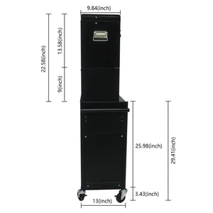 6 Drawer Lockable Tool Cabinet On Wheels, Steel Rolling Tool Chest With Detachable Toolbox
