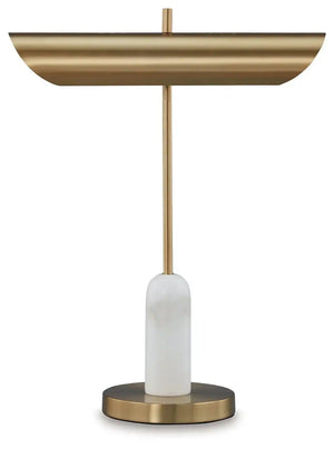 Rowleigh - Marble Desk Lamp - Gold Finish / White - Best Buy Furniture