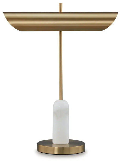 Rowleigh - Marble Desk Lamp - Gold Finish / White - Best Buy Furniture