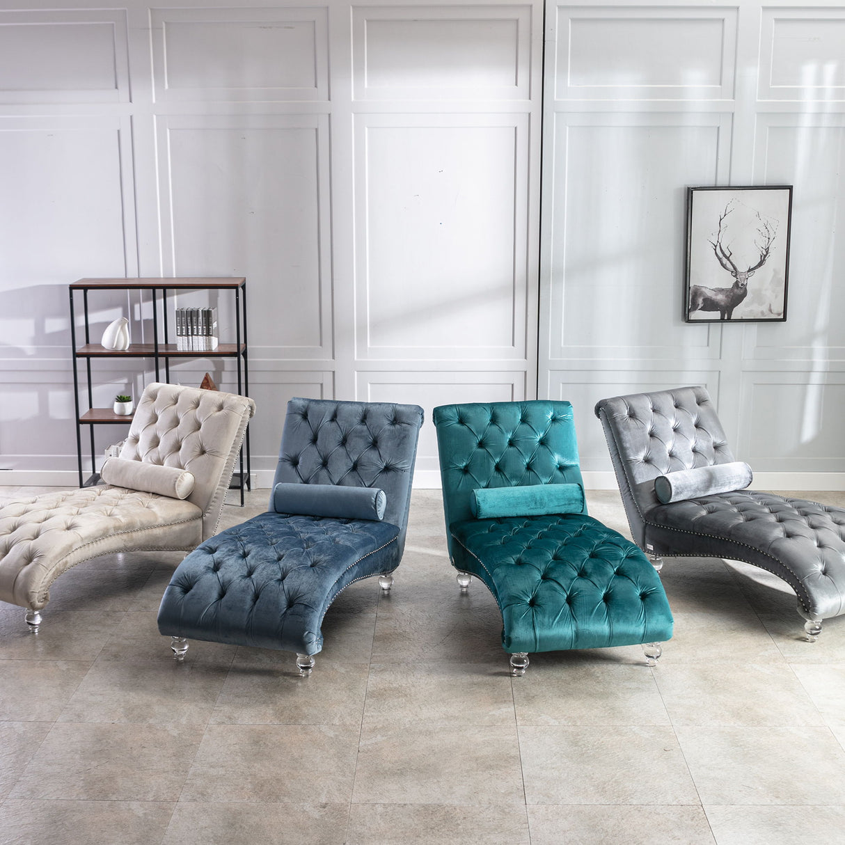 Chaise Lounge Indoor, Button Tufted Upholstered Chaise Lounge Chair With Pillow