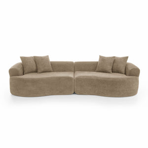 Cloud 4 Seater Sectional Curved Sofa, Minimalist Design - Light Brown