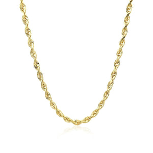 3.0mm 10k Yellow Gold Solid Diamond Cut Rope Chain