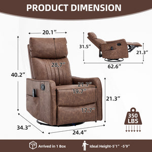 Brown Heat Massage Manual Recliner Chair