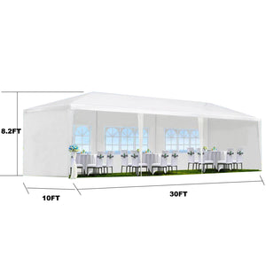 10x30' Outdoor Garden Gazebo Wedding Party Tent Canopy with 8 Removable Sidewalls
