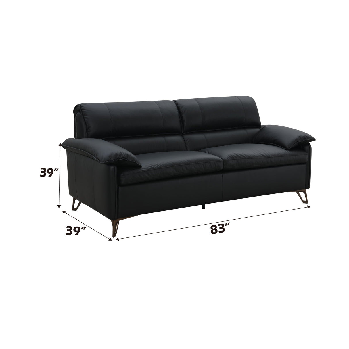 Eilene - Top Grain Leather Loveseat - Black - Best Buy Furniture
