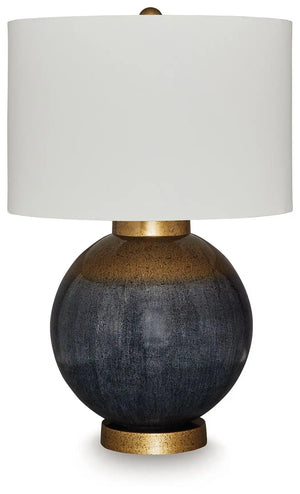 Adara - Metal Table Lamp - Blue / Gold Finish - Best Buy Furniture