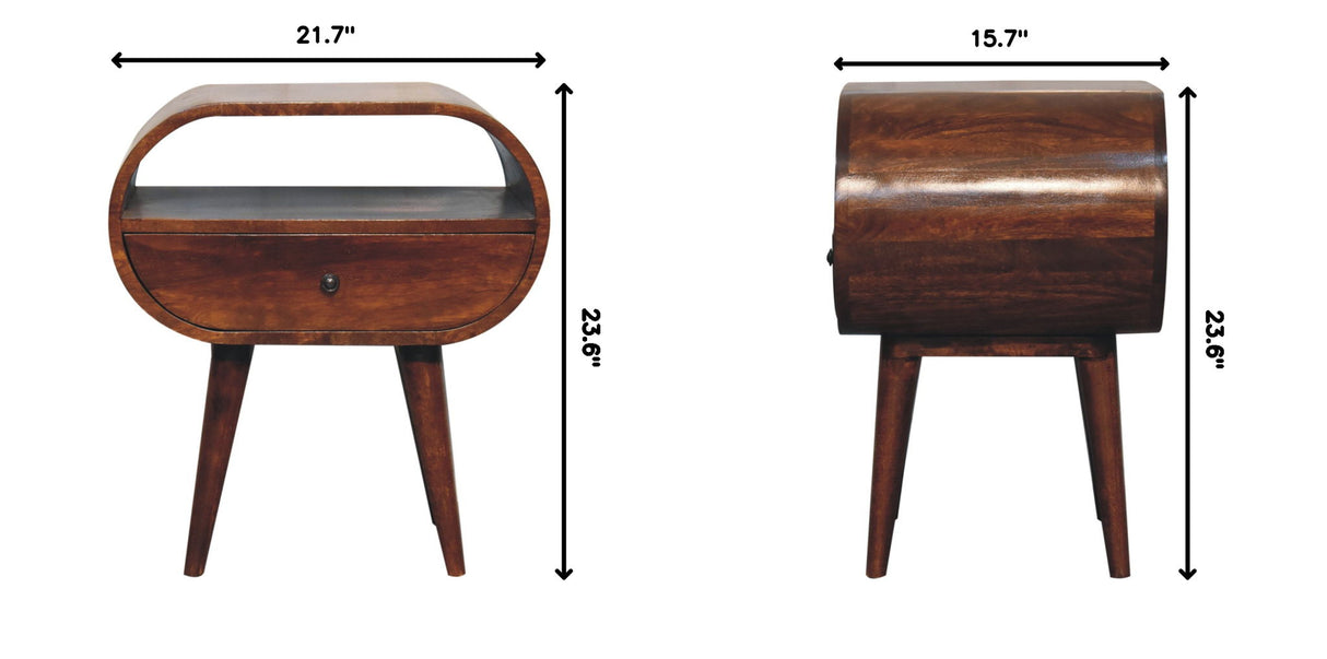 Large Chestnut Circular Bedside