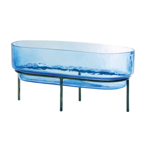 Glass Bowl with Metal Stand 11.75"L